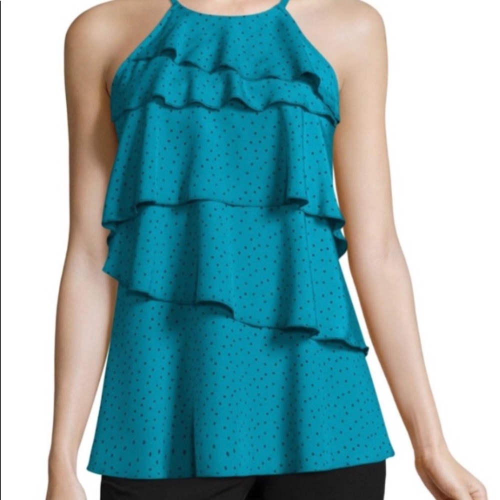 Tiered turquoise mini dot w tags